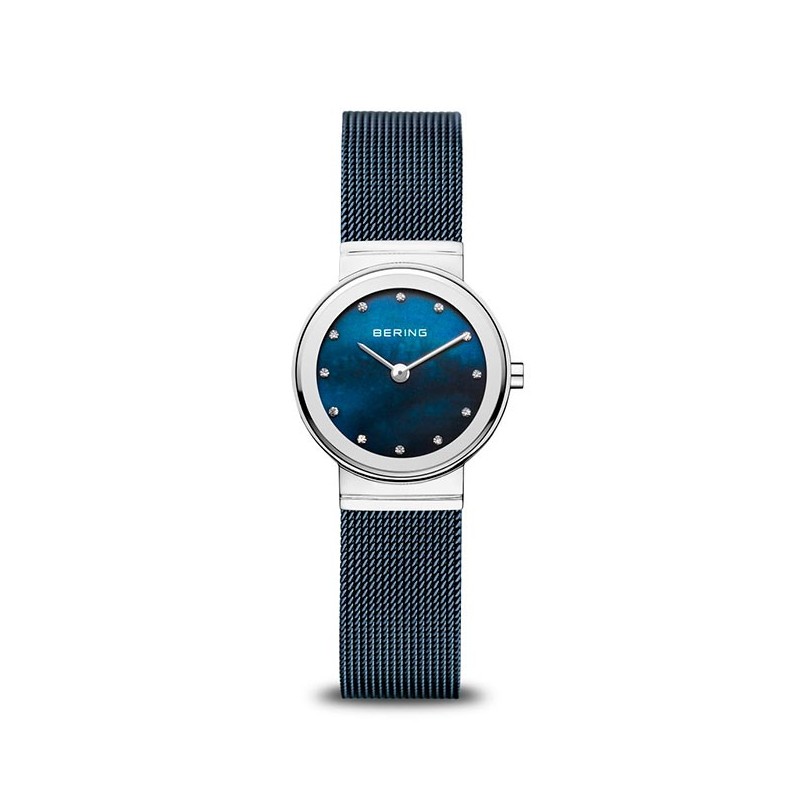 Bering Ladies Blue Mesh Watch with Swarovski Dial - 10126-3073