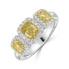 18ct White Gold Fancy Yellow & White  Diamond Ring  D 1.81cts