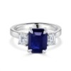 Platinum Octagonal Sapphire & Diamond Ring - S 4.07cts D 0.83ct