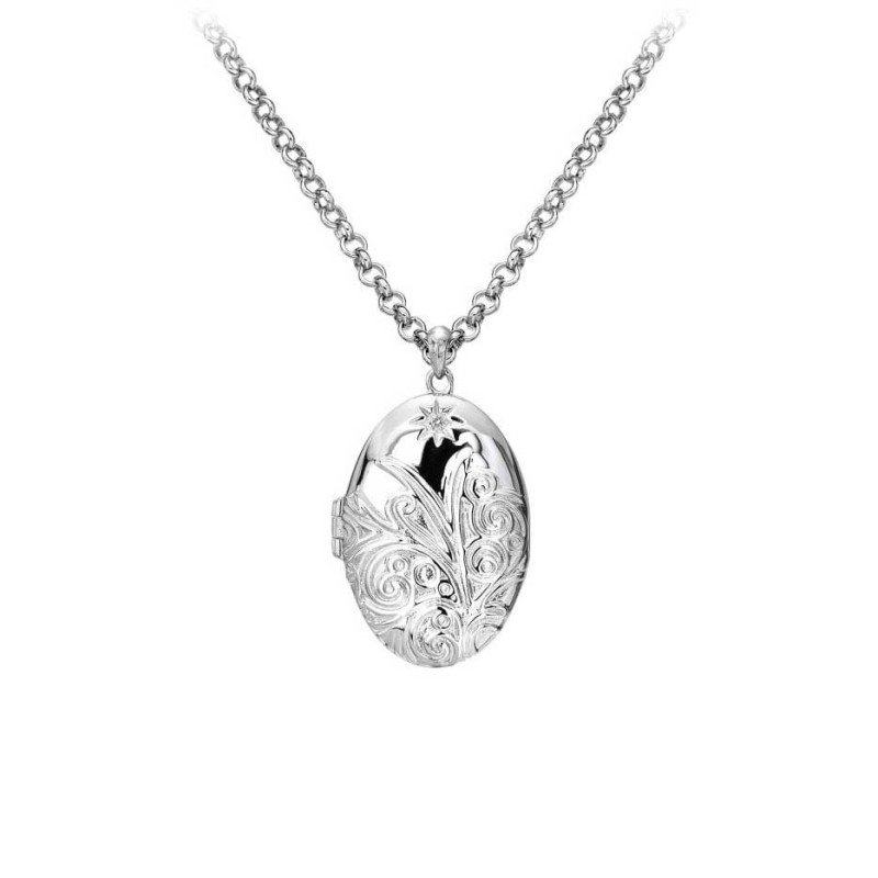 Hot Diamonds Sterling Silver Engraved Oval Locket - DP773