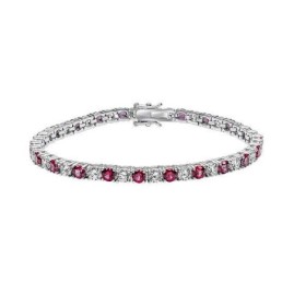 Diamonfire Sterling Silver Red & White CZ Line Bracelet - B5474