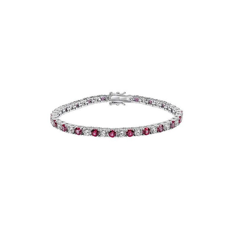 Diamonfire Sterling Silver Red & White CZ Line Bracelet - B5474