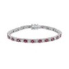 Diamonfire Sterling Silver Red & White CZ Line Bracelet - B5474