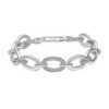 Diamonfire Sterling Silver Oval Link CZ Bracelet - B5478