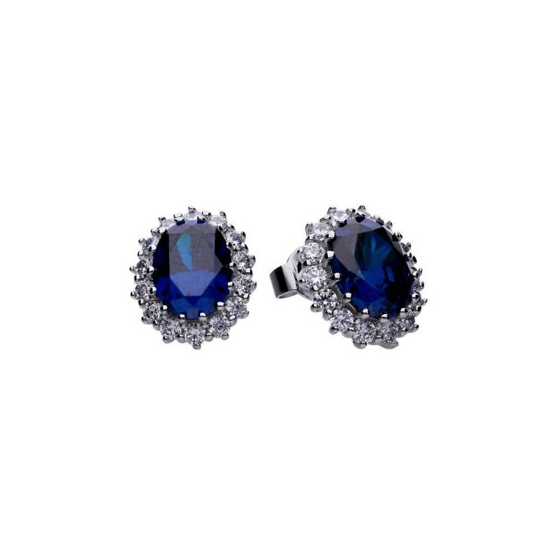 Diamonfire Silver Sapphire Blue Zirconia Cluster Earrings E5586