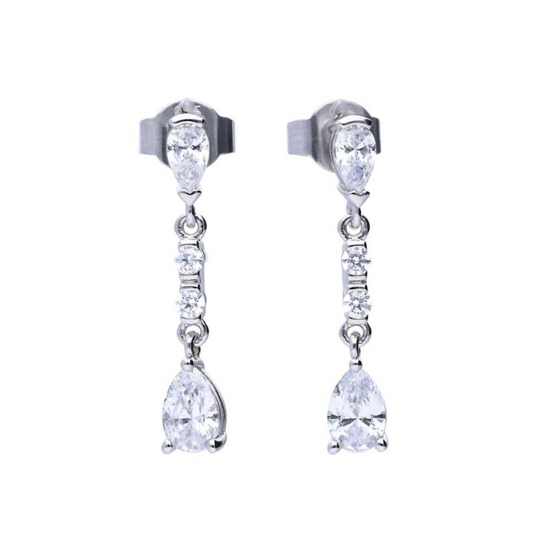 Diamonfire Sterling Silver Long Teardop CZ Earrings - E5982