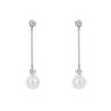 Diamonfire Sterling Silver Shell Pearl & CZ Chain Drop Earrings