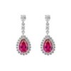 Diamonfire Sterling Silver Ruby Red & White CZ Drop Earrings