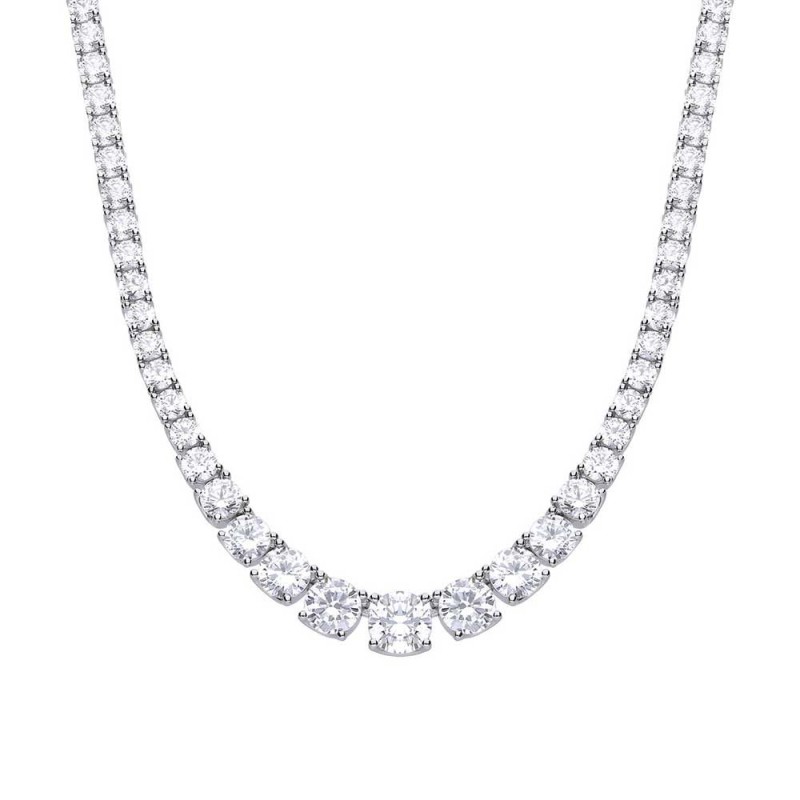 Diamonfire Stelring Silver Graduated CZ Tennis Necklace - N4338