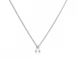 Diamonfire Sterling Silver Shell Pearl & CZ Necklace - P4781