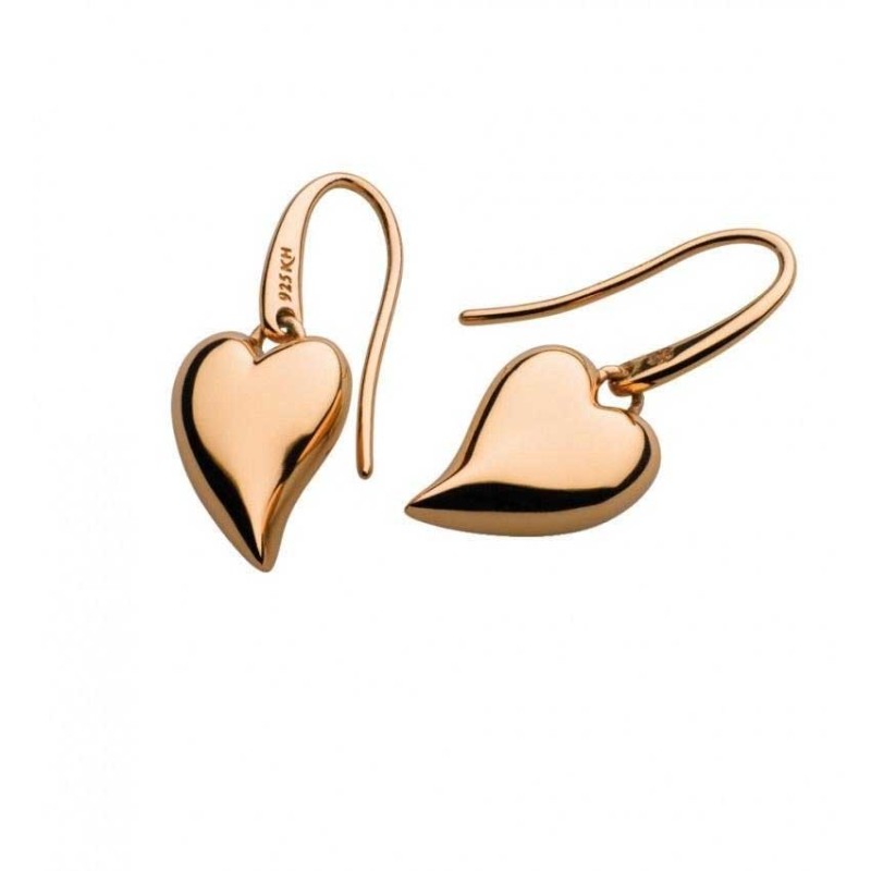 Kit Heath Desire Lust Heart Rose Gold Plate Silver Drop Earrings