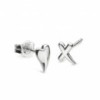 Kit Heath Sterling Silver Desire Mini Heart & X Stud Earrings