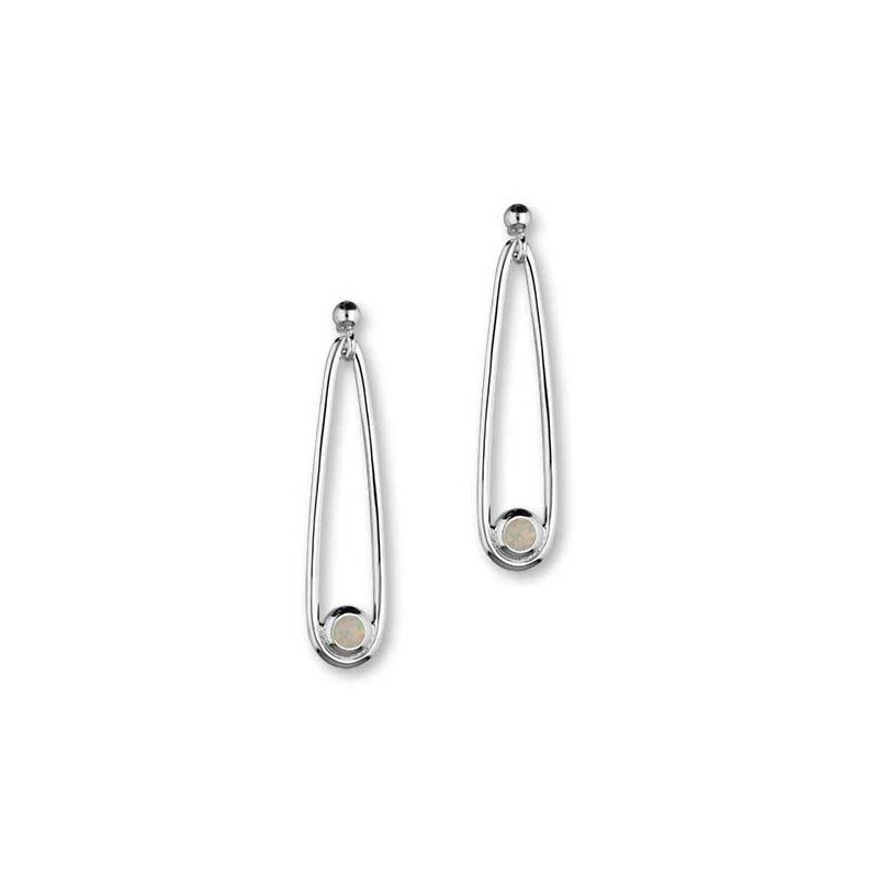 Ortak Aurora Sterling Silver & White Opal Long Drop Earrings