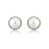 9ct White Gold Pearl and Diamond Stud Earrings