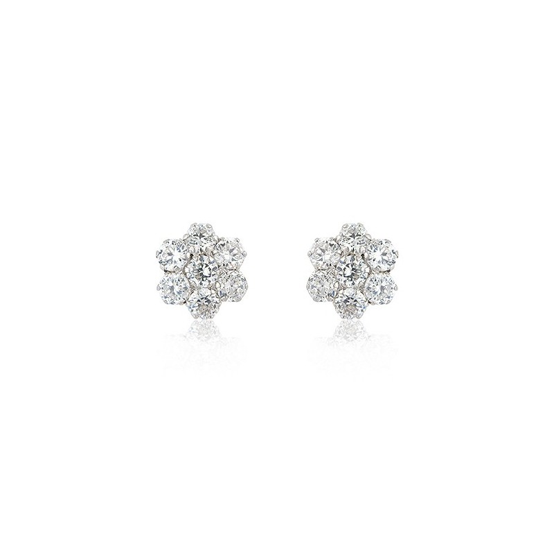 9ct White Gold Cubic Zirconia Cluster Stud Earrings