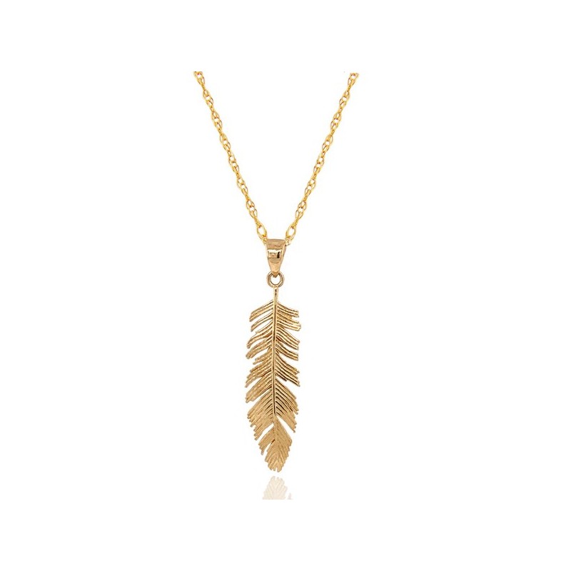 9ct Yellow Gold Feather Necklace