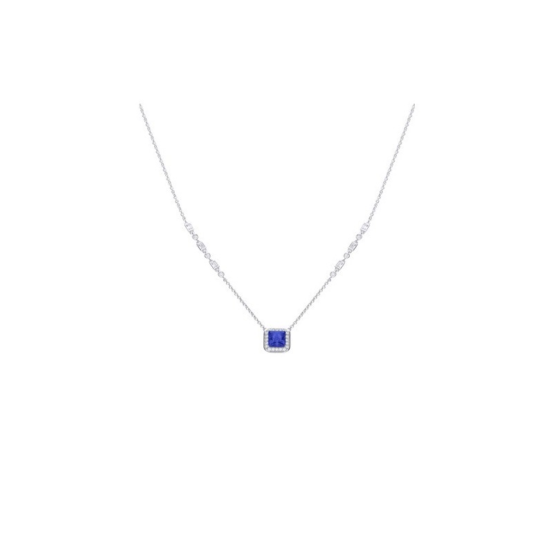 Diamonfire White & Sapphire Zirconia Art Deco Style Necklace