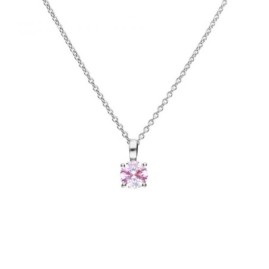 Diamonfire Sterling Silver Pink Zirconia Round Solitaire Pendant