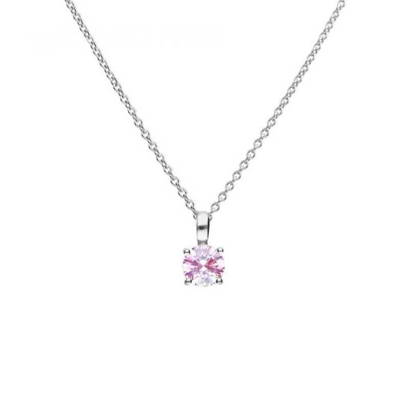 Diamonfire Sterling Silver Pink Zirconia Round Solitaire Pendant