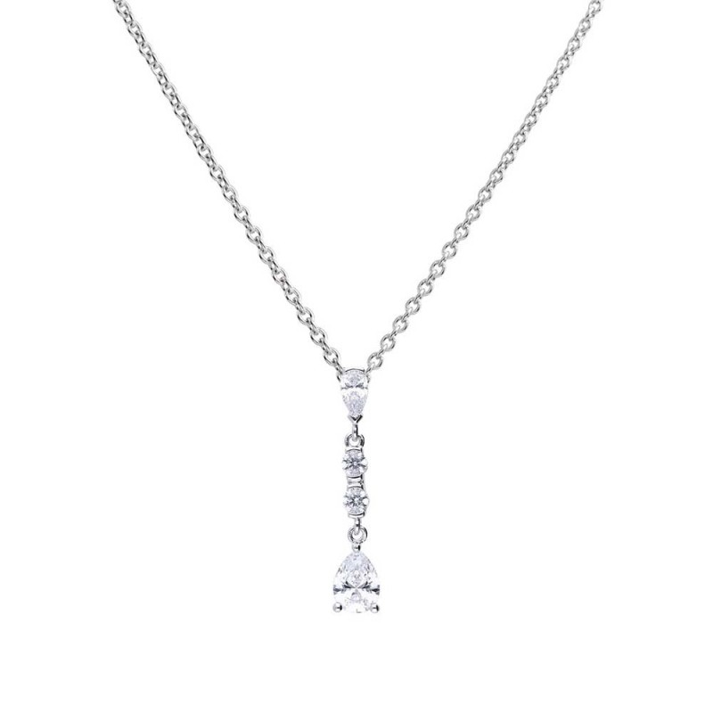 Diamonfire Sterling Silver Long Teardrop CZ Necklace - P4967