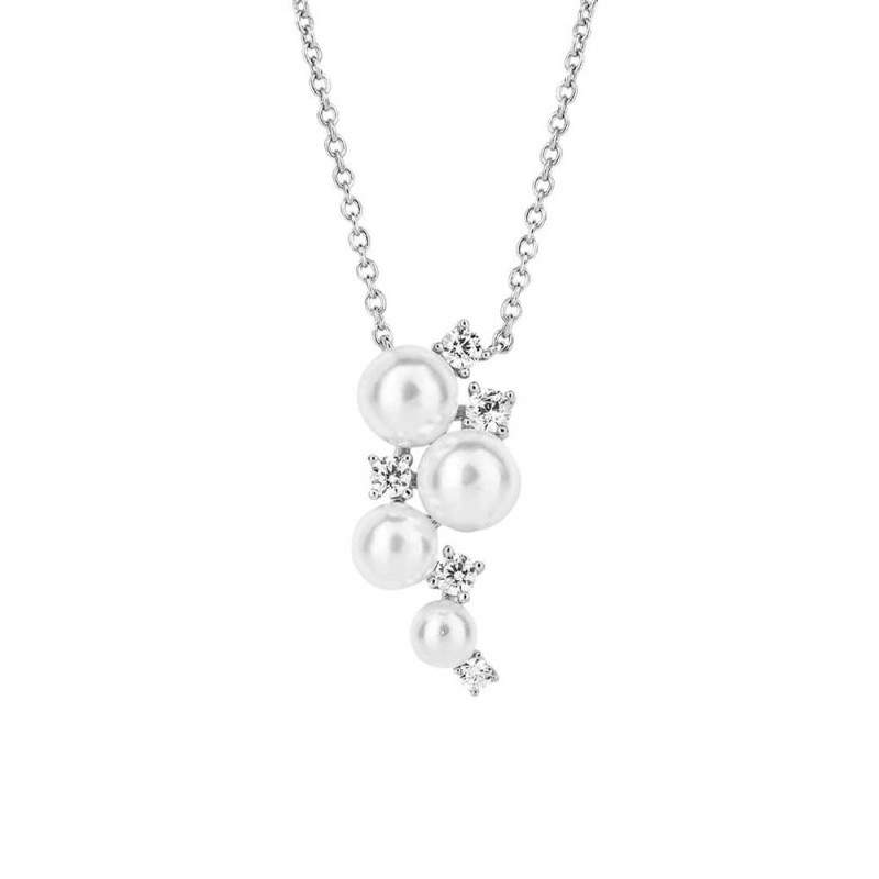 Diamonfire Sterling Silver Pearl & CZ Necklace - N4500