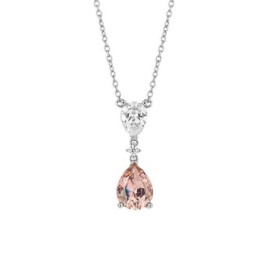 Diamonfire Sterling Silver White & Pink CZ Teardrop Necklace