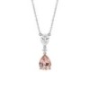 Diamonfire Sterling Silver White & Pink CZ Teardrop Necklace