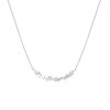 A Diamonfire silver necklace with an irregular cluster of small geometric shapes as a pendant, set along a fine chain.