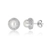 9ct White Gold Pearl and Diamond Stud Earrings