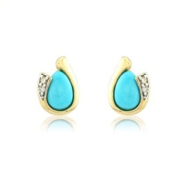 9ct Yellow Gold Turquoise Stud Earrings - 0.03