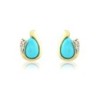 9ct Yellow Gold Turquoise Stud Earrings - 0.03