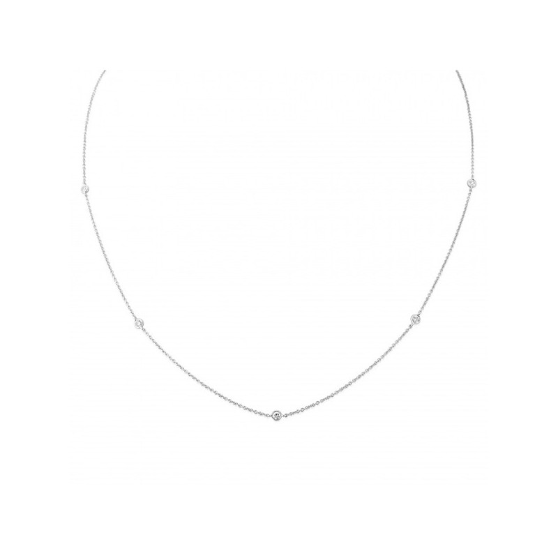 9ct White Gold Diamond Set Chain Necklace - 0.16ct