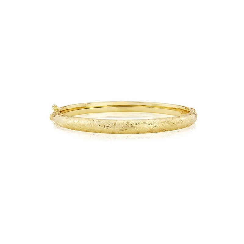 9ct Gold Hand-chased Hinged Bangle