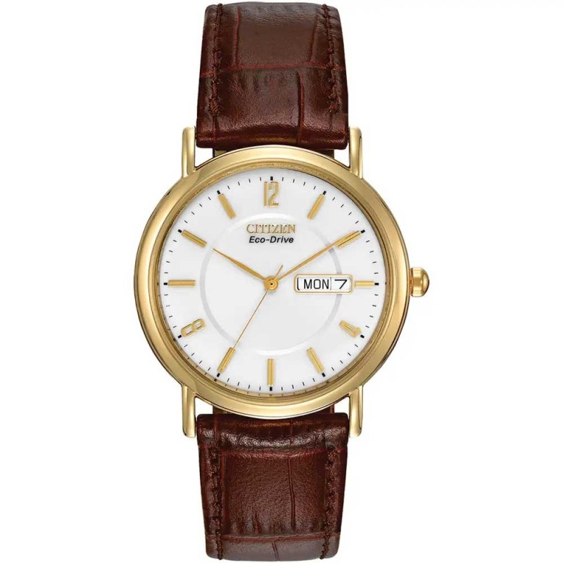 Citizen Ladies Day/Date Brown Leather Strap Watch - BM8242-08A