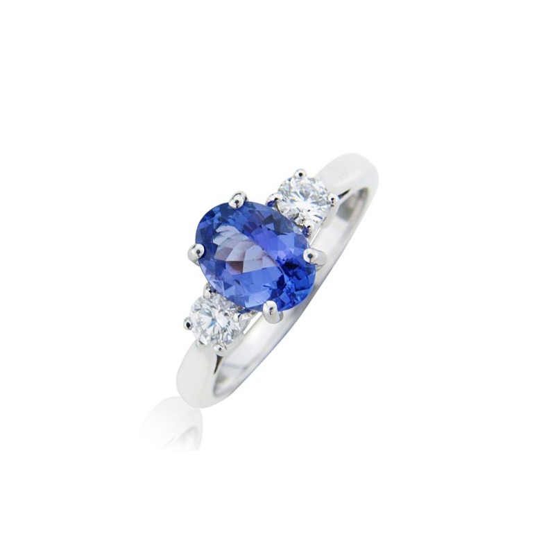 Platinum 3st Tanzanite & Diamond Ring - T 1.54   D 0.28ct