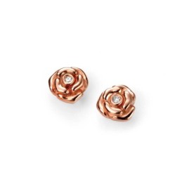 D for Diamond Rose Gold Plated Sterling Silver Rose Stud Earring