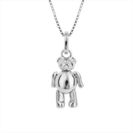 D for Diamond Sterling Silver Teddy Bear Pendant - P5299