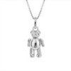 D for Diamond Sterling Silver Teddy Bear Pendant - P5299