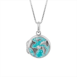 D for Diamond Enamel Earth Locket - P5301