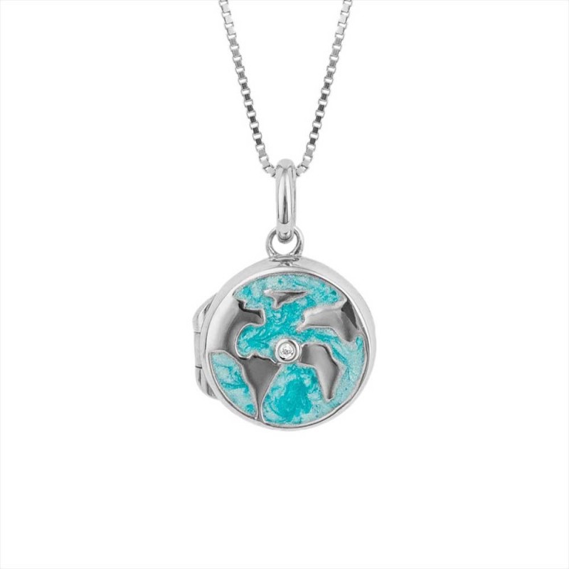 D for Diamond Enamel Earth Locket - P5301 - Save 30% off RRP