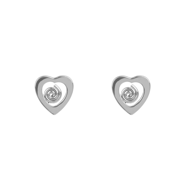 Tianguis Jackson Sterling Silver Spiral Heart Stud Earrings