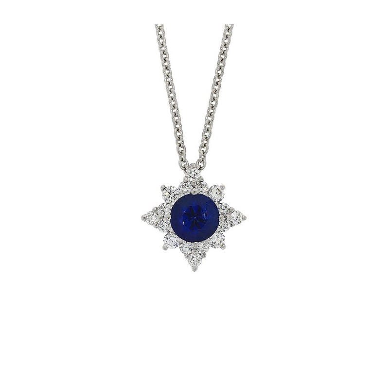 Sapphire & Diamonds Star Necklace in White Gold | Fine jewellery