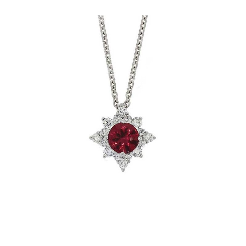 Ruby and Diamond Cluster Star Necklace - Macintyres of Edinburgh