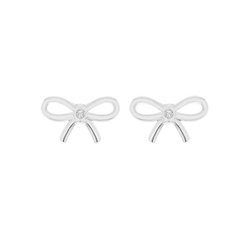 Sterling Silver Diamond Bow Stud Earrings