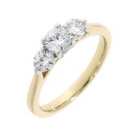 18ct Gold Three Stone Diamond Ring - 0.75ct