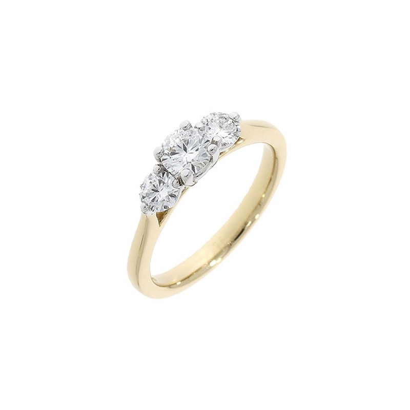 18ct Gold Three Stone Diamond Ring - 0.75ct