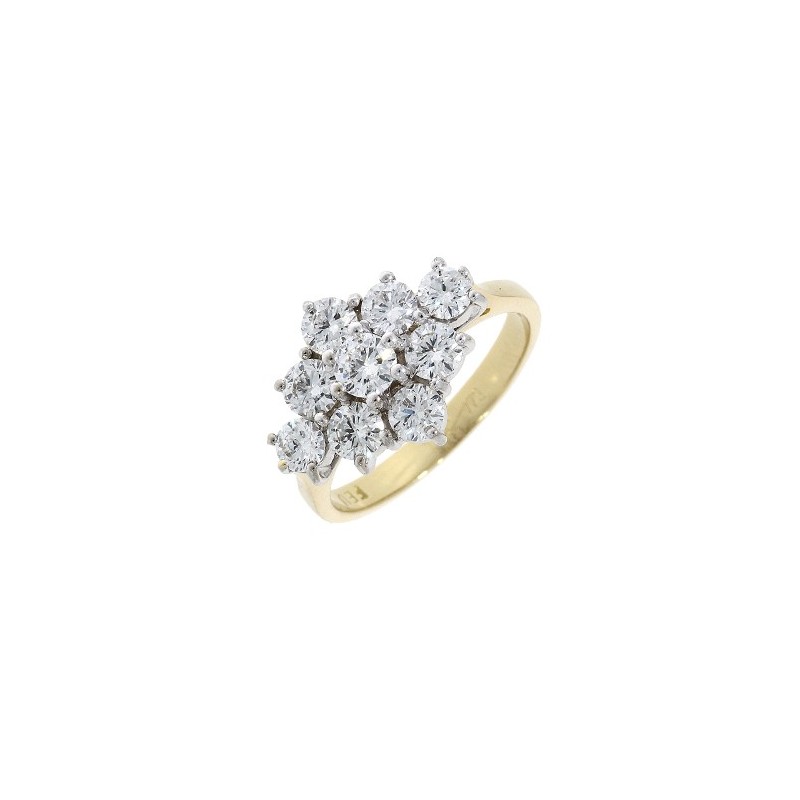 18ct Gold Diamond Cluster Ring - 1.14cts