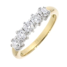 18ct Gold 5 Stone Diamond Eternity Ring - 0.80cts