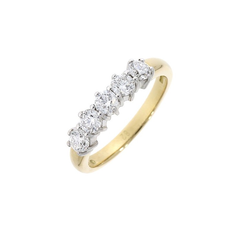 18ct Gold 5 Stone Diamond Eternity Ring - 0.80cts