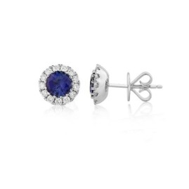 18ct White Gold Sapphire & Diamond  Earrings - S 0.85 D:0.20